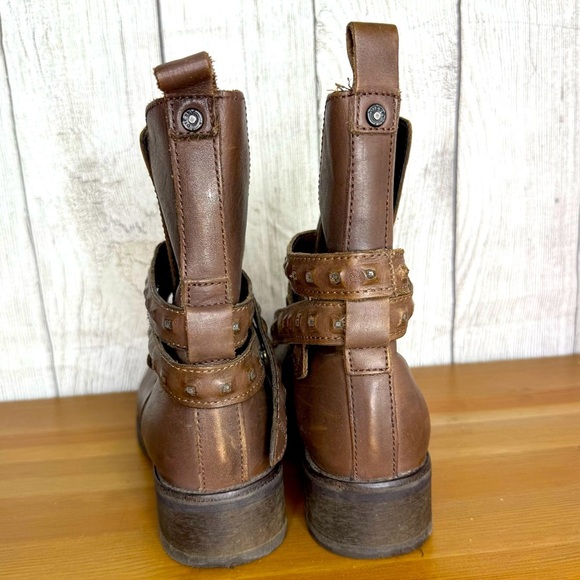 Diesel Roxy Roll Sashan Brown Leather Pull On Short Boots 1.5" Heel EU 38 US 7.5 - Picture 7 of 9